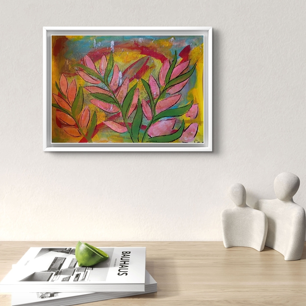 Abstract Leaf Art Print - Multicolor